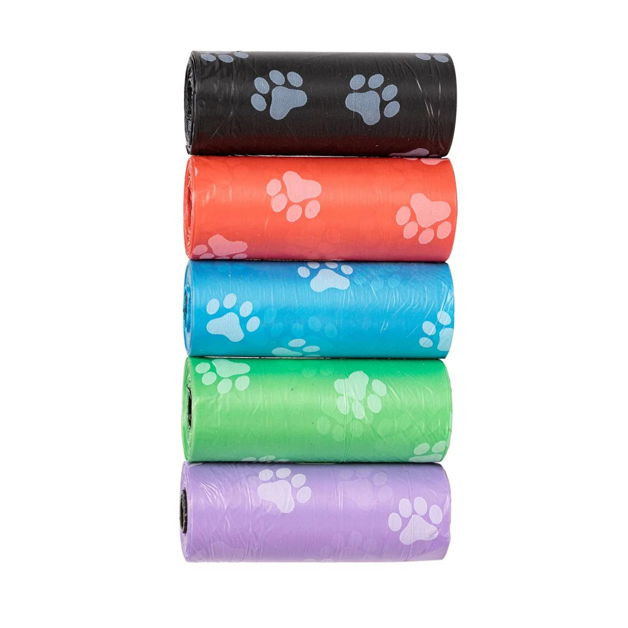 75x Pet Waste Bags – 30 x 22 cm – ca. 2,5 liter – HDPE – 5 Kleuren (Zwart, Rood, Blauw, Groen, Paars)