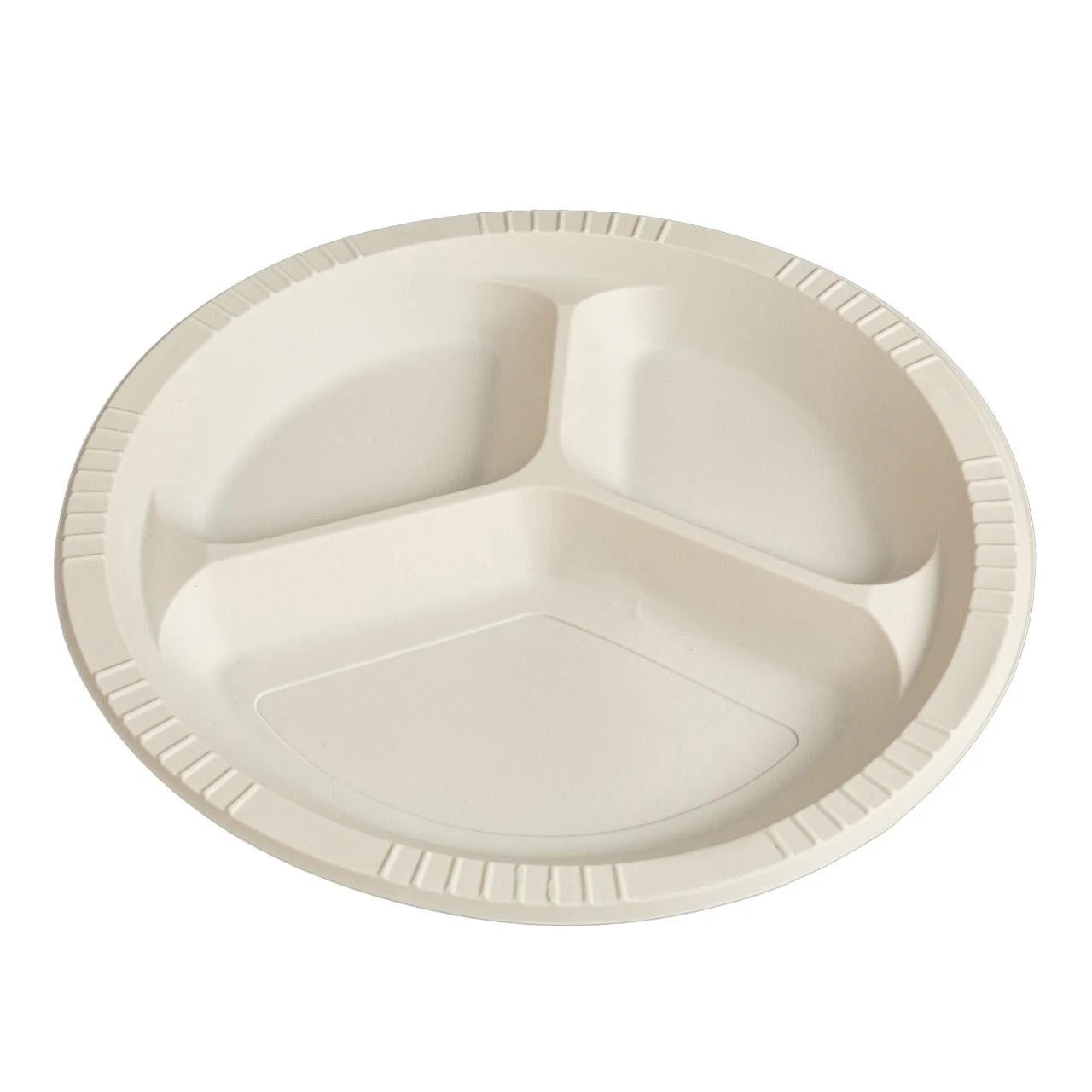 250x Herbruikbaar Bord met 3 Vakken – Ø25,5 cm – PP & Mais – 10 inch – 2,5 cm hoog
