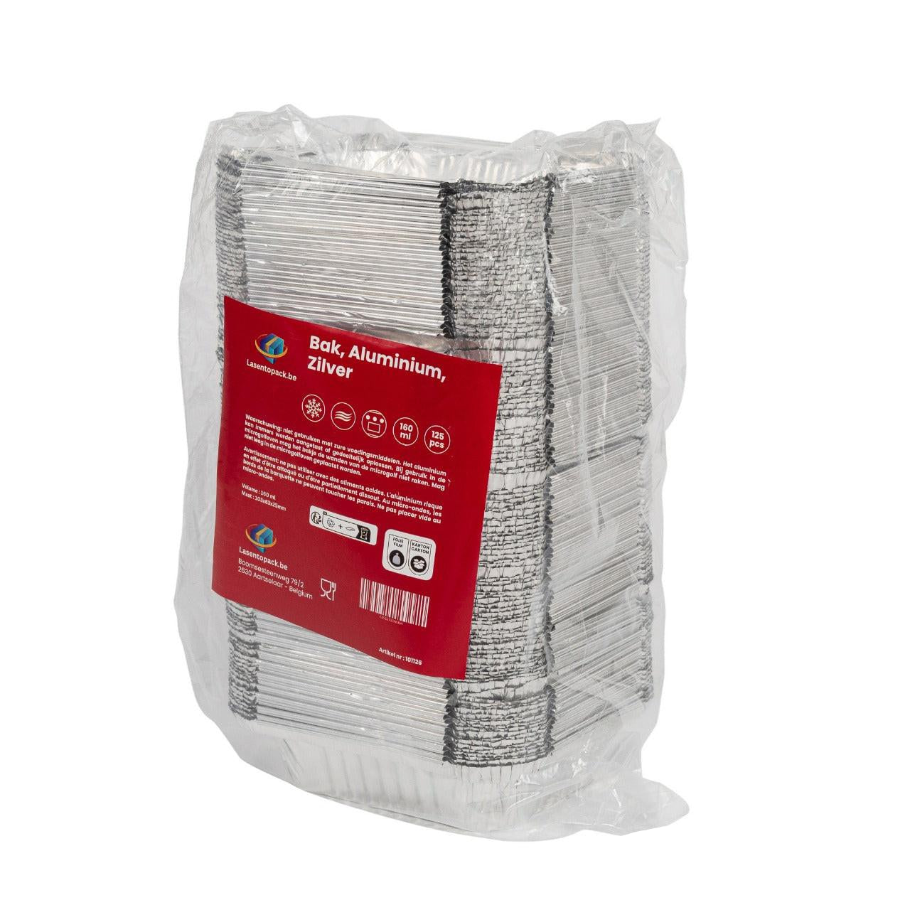 125x Aluminium Bak 160 ml – 103 x 83 x 25 mm