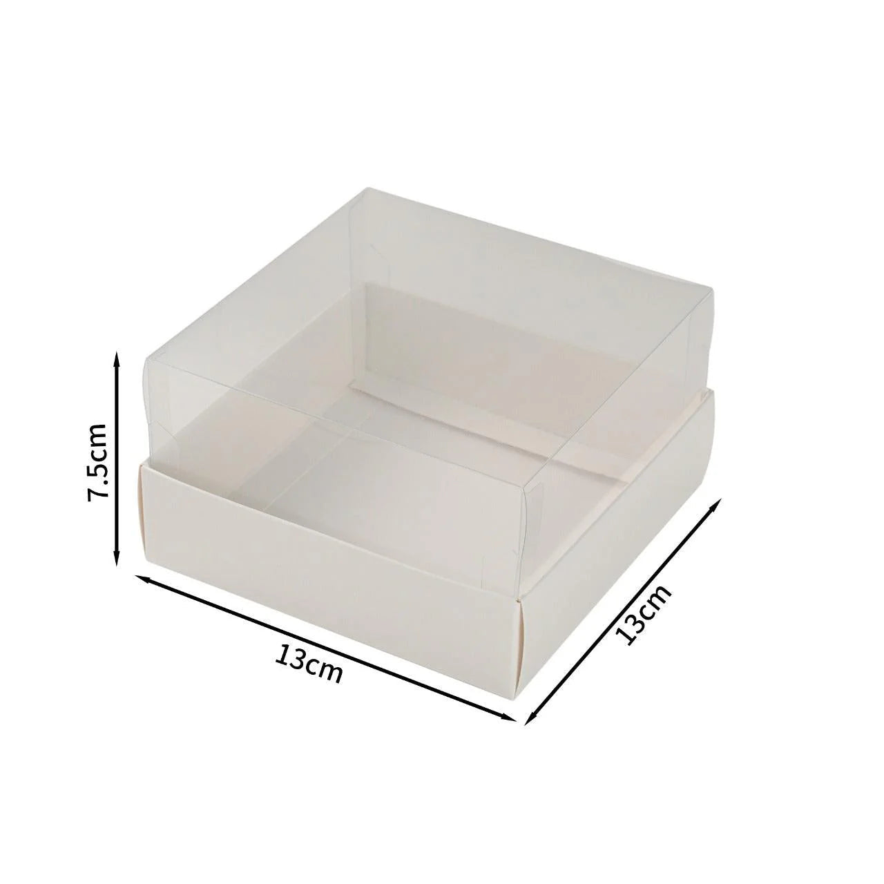 50x Taartdoos met Doorzichtige Losse Deksel – 13,5 x 13 x 7 cm