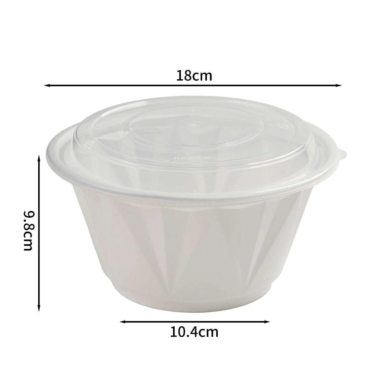 150x Asian Soep / Poke Bowl met deksel 1250 ml Wit PP (set)