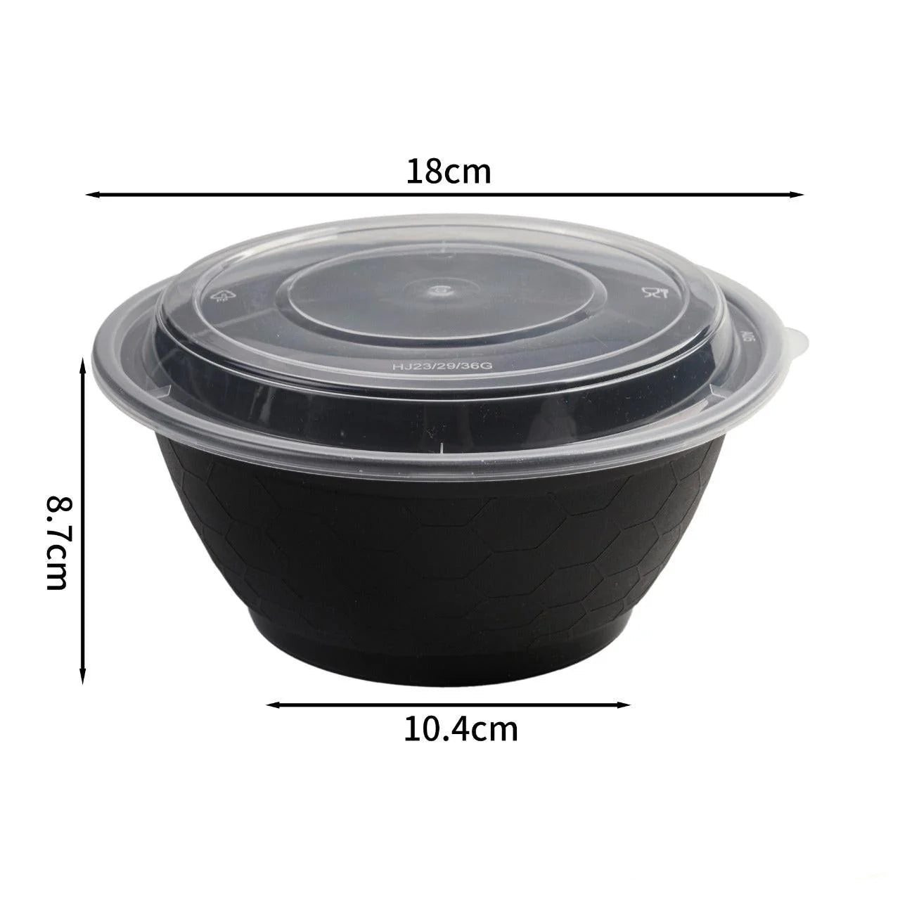 150x Asian Soep / Poke Bowl met deksel 1120 ml Zwart PP (set)