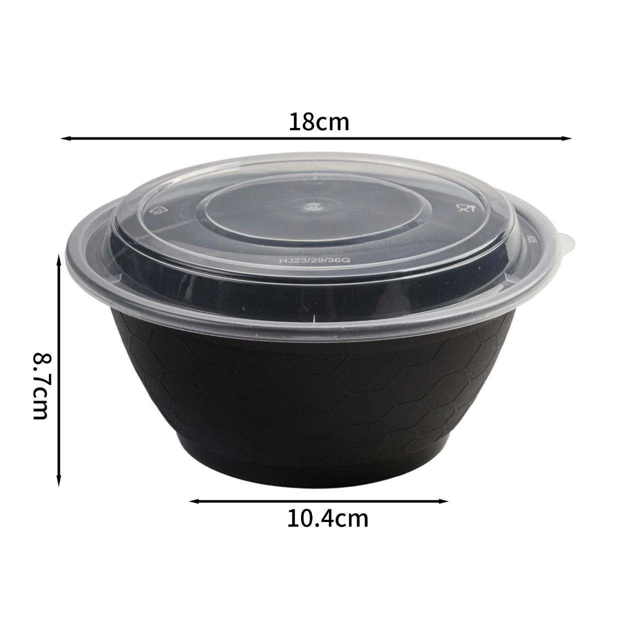 150x Asian Soep / Poke Bowl met deksel 1120 ml Zwart PP (set)