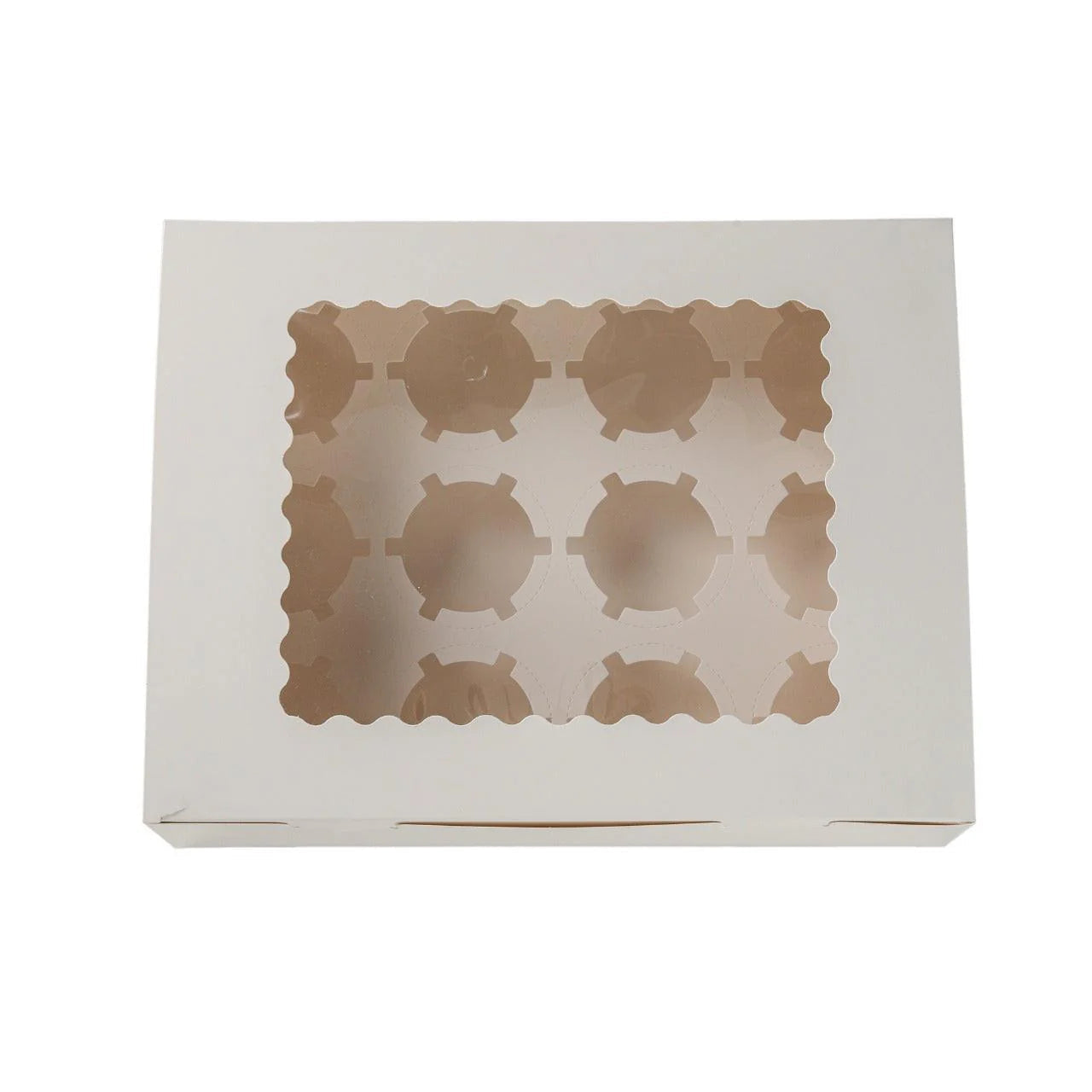 25x Taartdoos voor 12 Cupcakes met Venster – 32,5 x 25 x 9 cm (Inlay Uitneembaar)