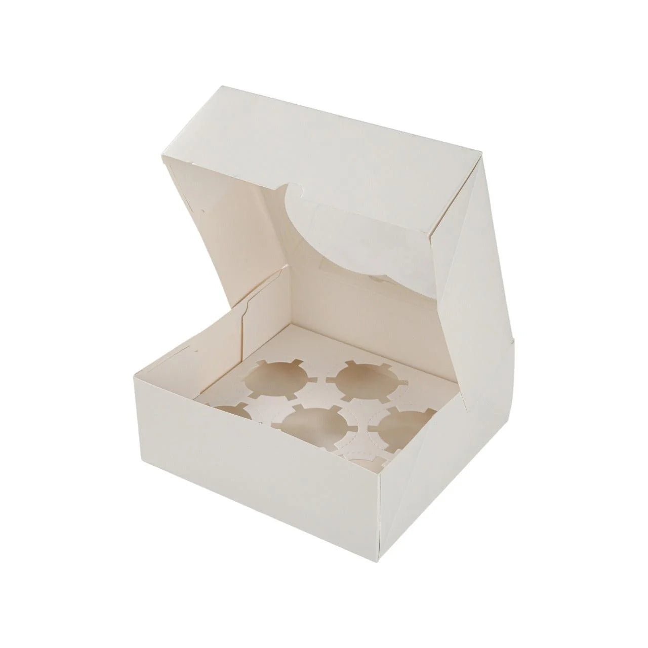 25x Taartdoos voor 6 Cupcakes met Hartvormig Venster – 20,8 x 19,5 x 7,5 cm  (Inlay Uitneembaar)