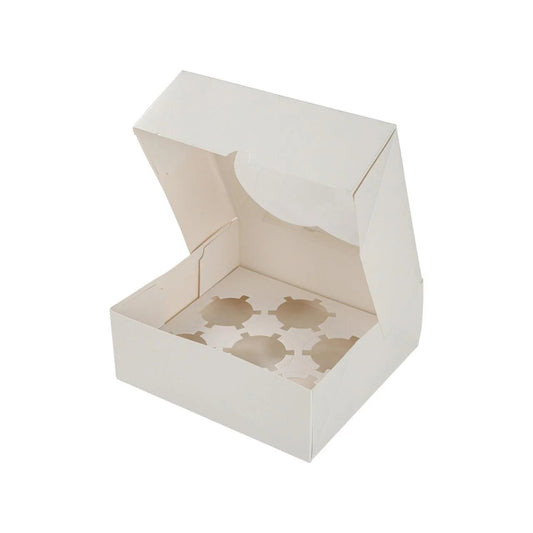 25x Taartdoos voor 6 Cupcakes met Hartvormig Venster – 20,8 x 19,5 x 7,5 cm  (Inlay Uitneembaar)