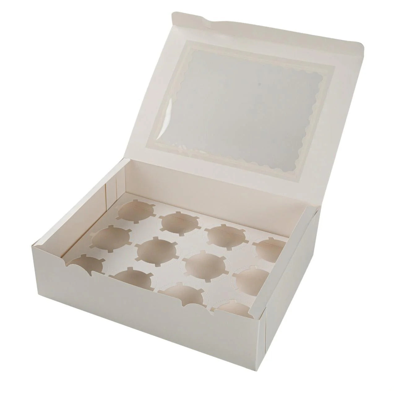 25x Taartdoos voor 12 Cupcakes met Venster – 32,5 x 25 x 9 cm (Inlay Uitneembaar)