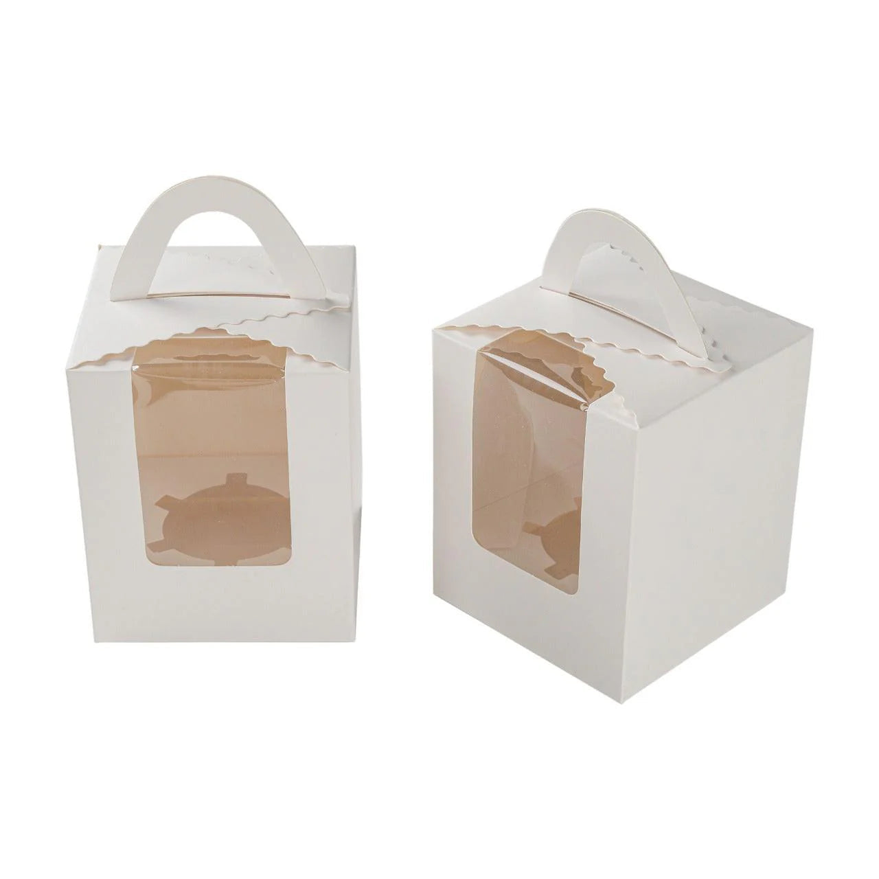40x Taartdoos voor 1 Cupcake met Venster en Handvat – 9,2 x 9,2 x 11 cm