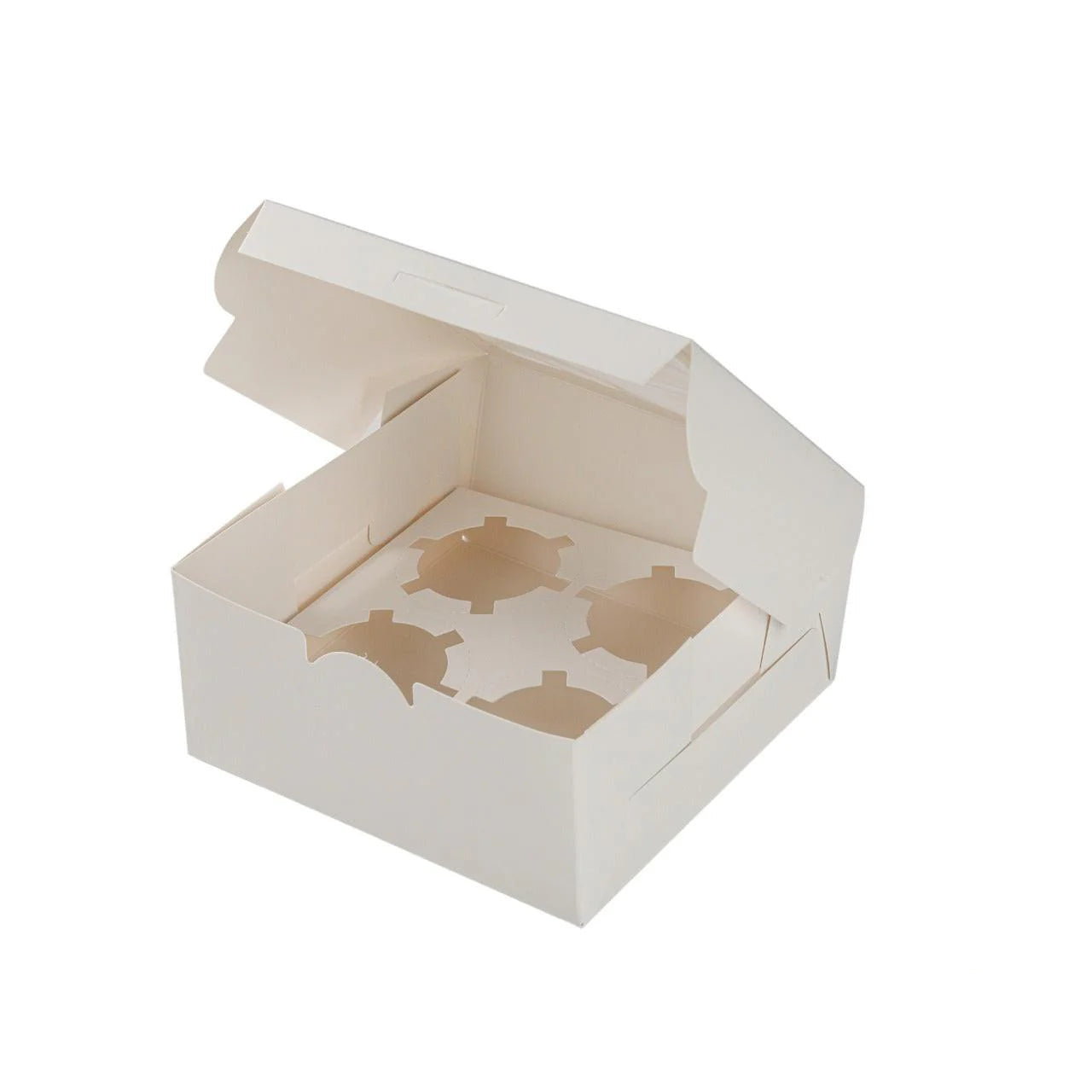 50x Taartdoos voor 4 Cupcakes met Venster – 16 x 16 x 7,5 cm (Inlay Uitneembaar)