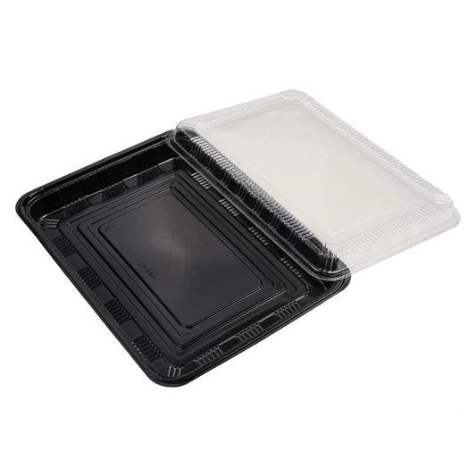 200x Sushi Tray + Deksel 331x245x33mm – Zwart