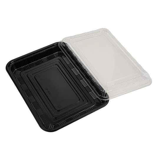 200x Sushi Tray + Deksel 300x224x35mm – Zwart