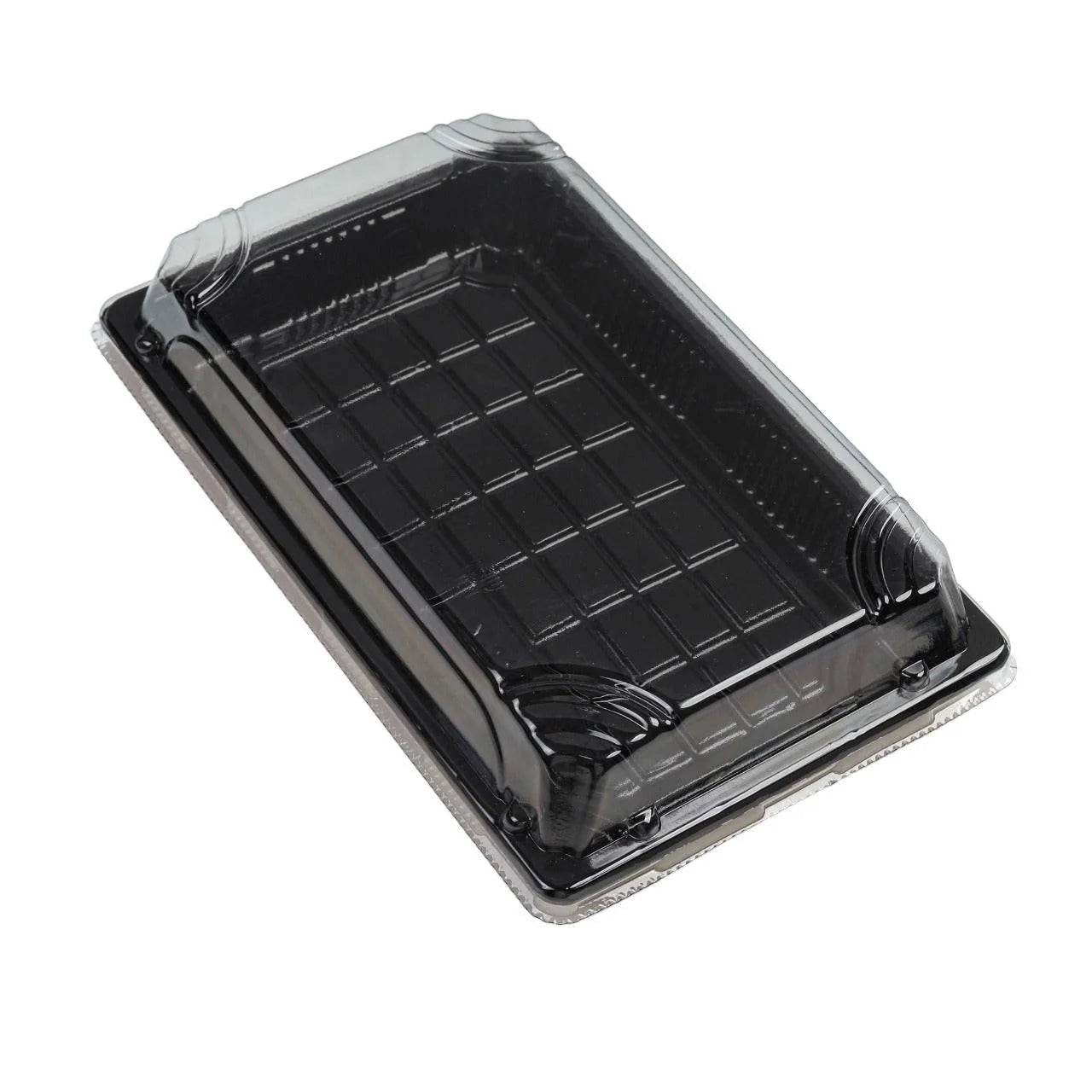 400x Sushi Tray + Deksel 220x135x20mm – Zwart