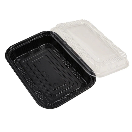 300x Sushi Tray + Deksel 210x145x35mm – Zwart