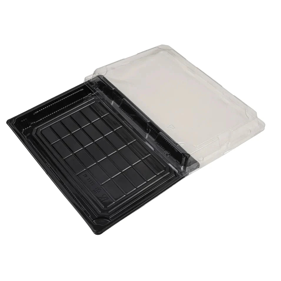 200x Sushi Tray + Deksel 255x155x20mm – Zwart