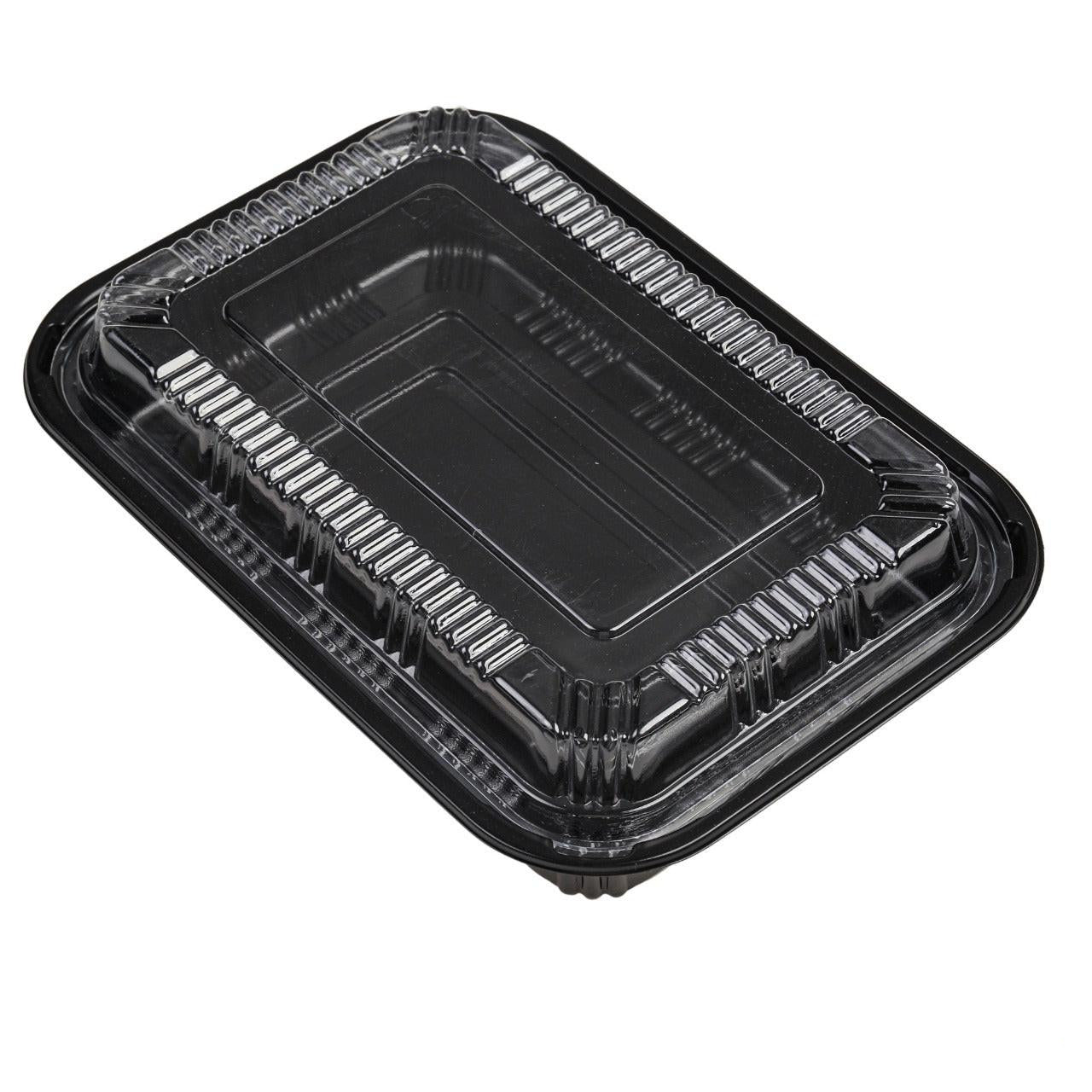 300x Sushi Tray + Deksel 210x145x35mm – Zwart