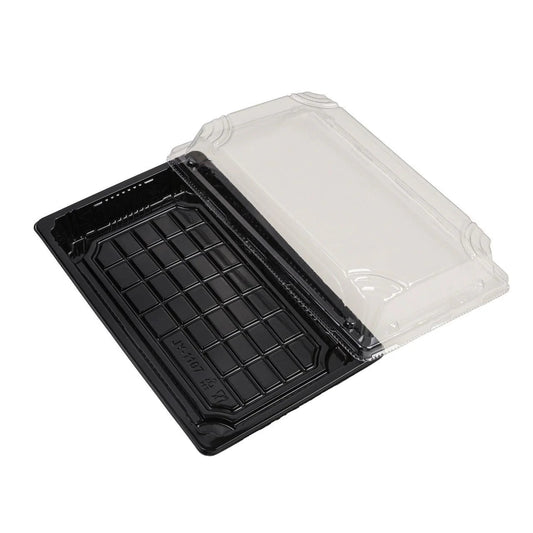 400x Sushi Tray + Deksel 220x135x20mm – Zwart