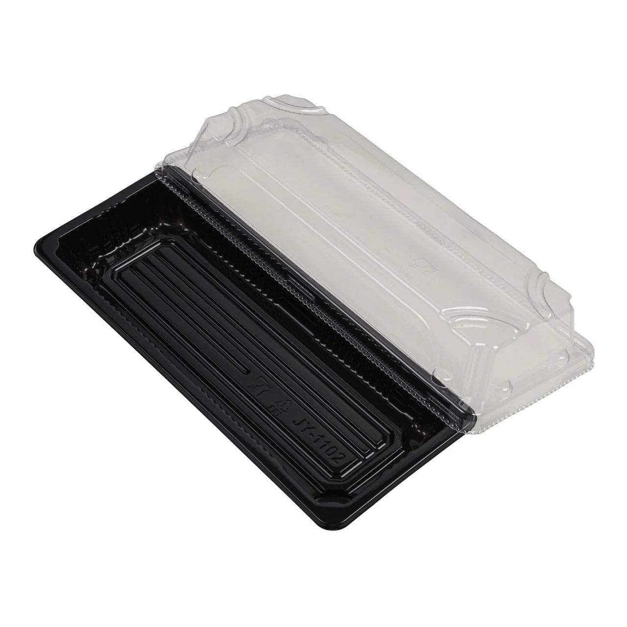 400x Sushi Tray + Deksel 220x90x20mm – Zwart