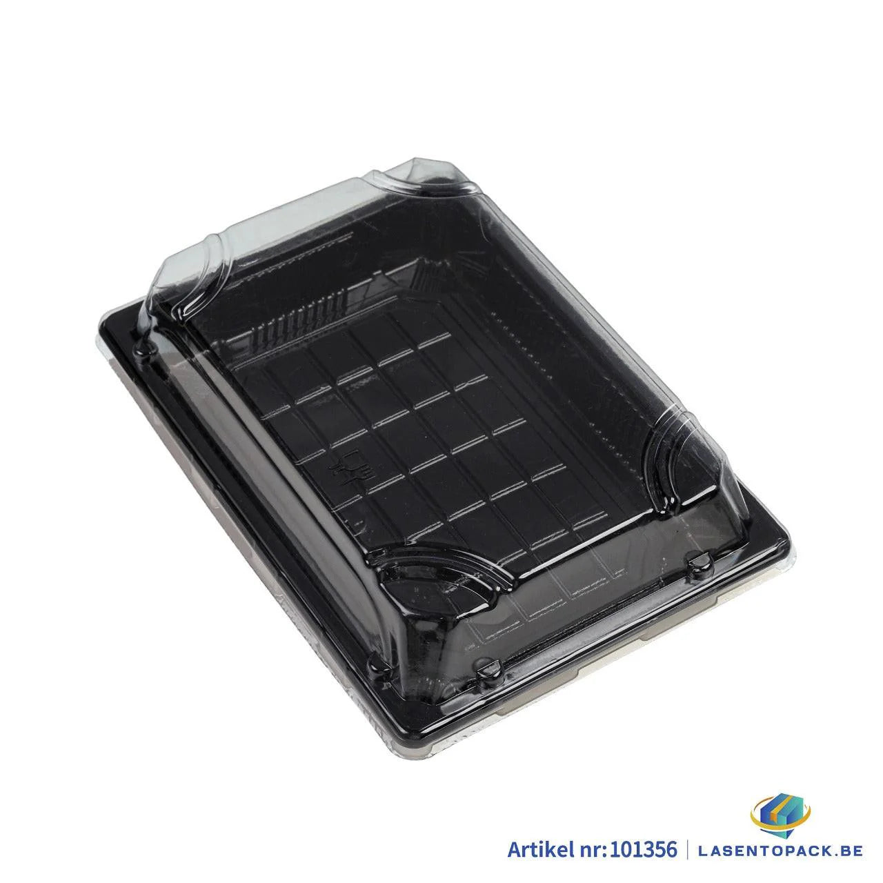 400x Sushi Tray + Deksel 185x130x20mm – Zwart