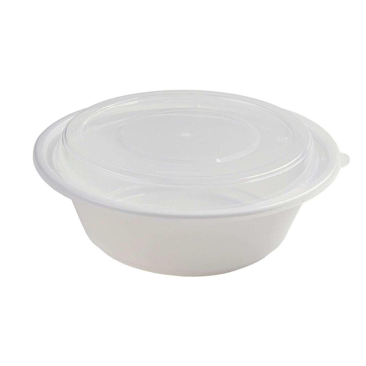 150x Asian Soep / Poke Bowl met deksel 850 ml Wit PP (set)