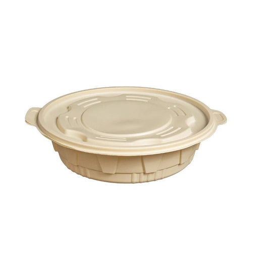 100x Maaltijdbowl 2500 ml met Deksel  Ø 27,9 cm Gemaakt van PP & Maïs
