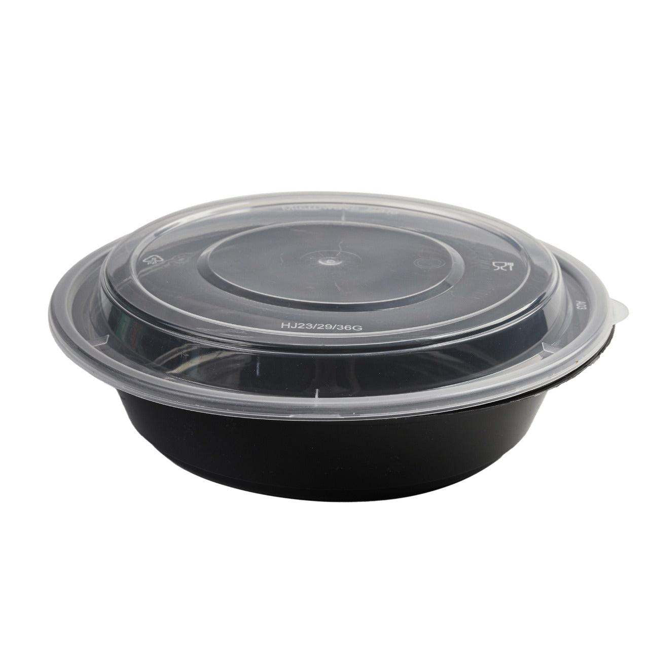 150x Asian Soep / Poke Bowl met deksel 700 ml Zwart PP (set)