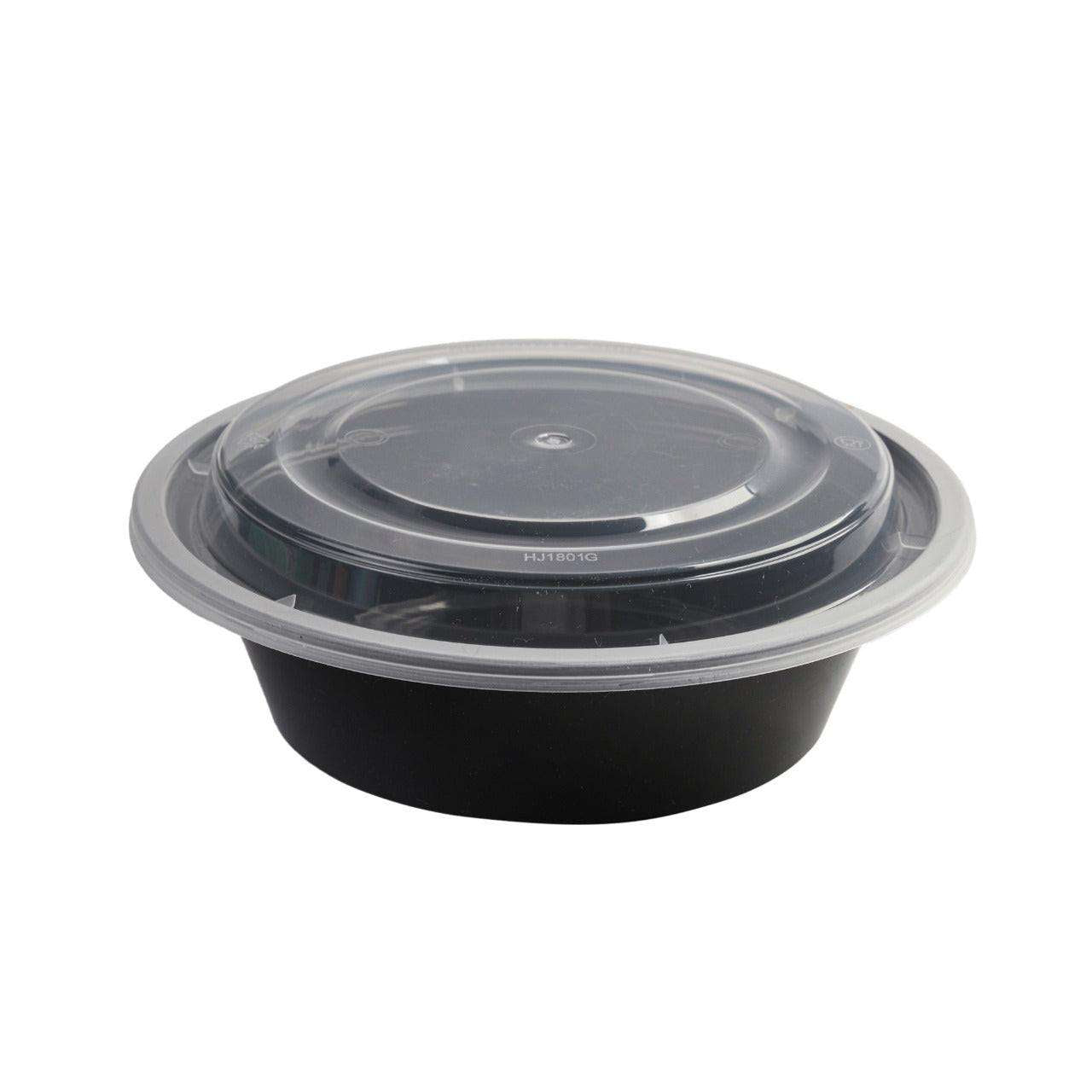 150x Asian Soep / Poke Bowl met deksel  500 ml  Zwart PP (set)