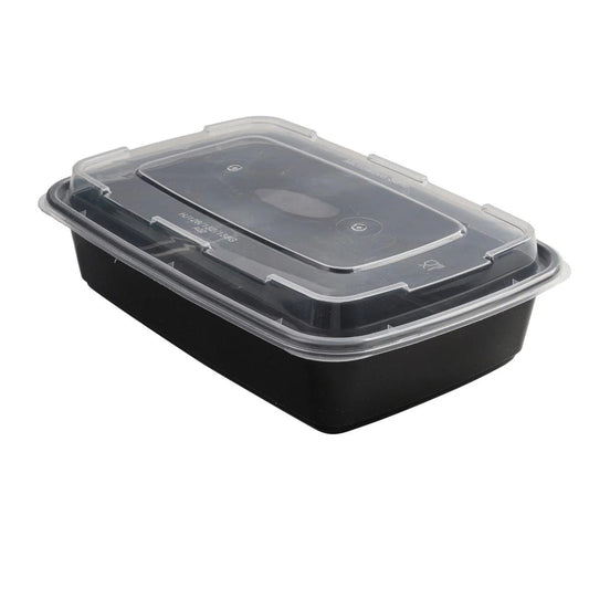 150x Maaltijdbak PP 980ml met Deksel – Zwart | Stevig en Herbruikbaar (Set)