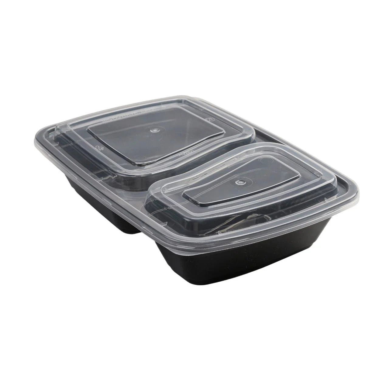 150x Maaltijdbak PP 800ml 2-Vaks met Deksel – Zwart | Stevig en Herbruikbaar (Set)