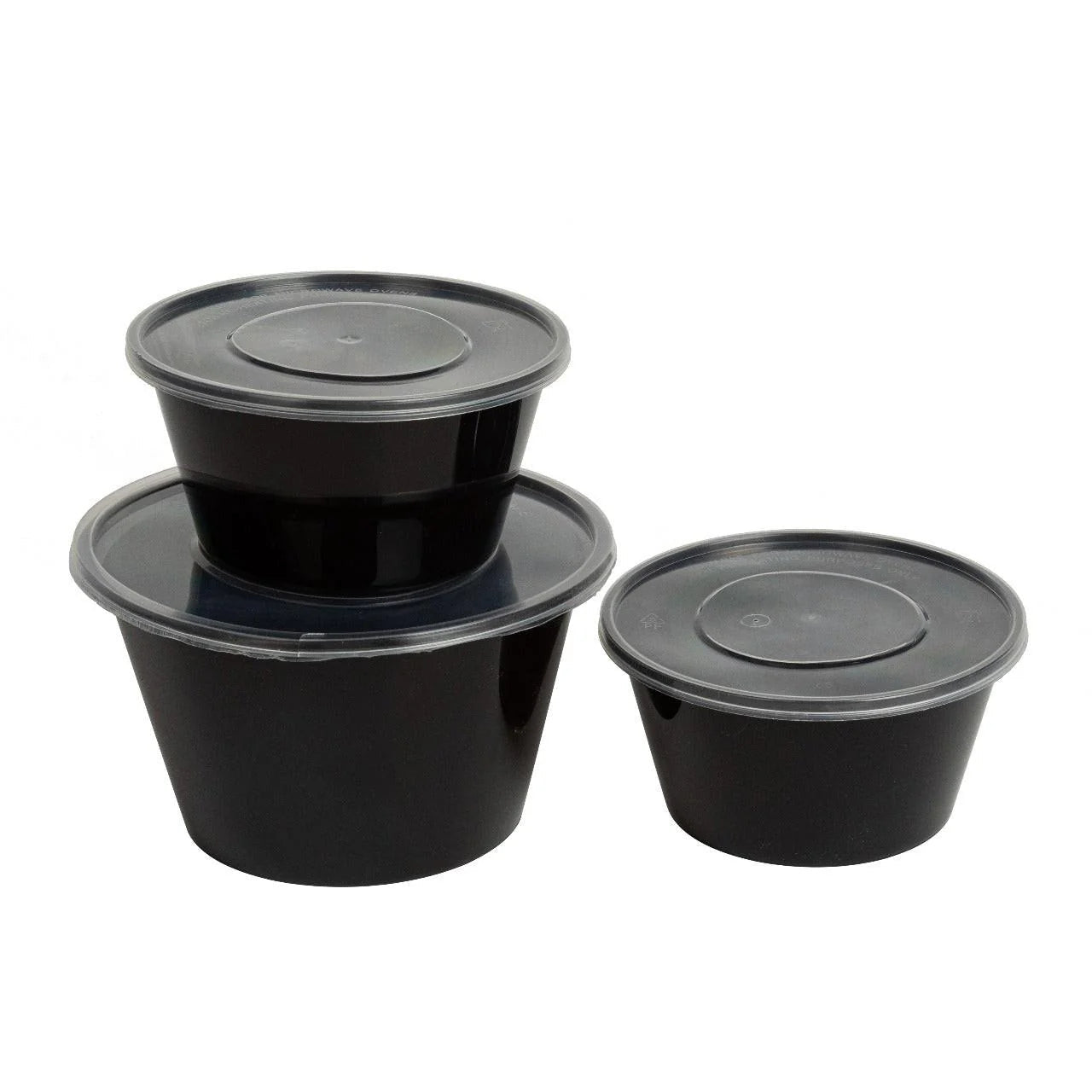 300x Asian Soep of Poke Bowl + deksel 1000ml Zwart Herbruikbaar PP