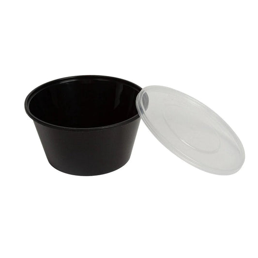 450x Asian Soep of Poke Bowl + deksel 450ml 16oz Zwart Herbruikbaar PP
