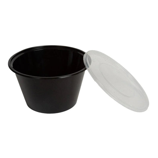 300x Asian Soep of Poke Bowl + deksel 1000ml Zwart Herbruikbaar PP