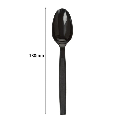 Lepels reusable herbruikbaar zwart bestek PS 180mm a 2000 stuks