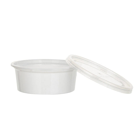1000x PP Sauscup  50/60cc  2 oz Wit Ø74mm inclusief deksel