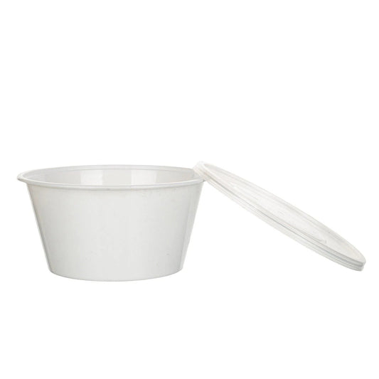 300x Asian Soep- of Pokébowl + Deksel – 840 ml 28oz – Wit – Herbruikbaar PP  Ø149mm