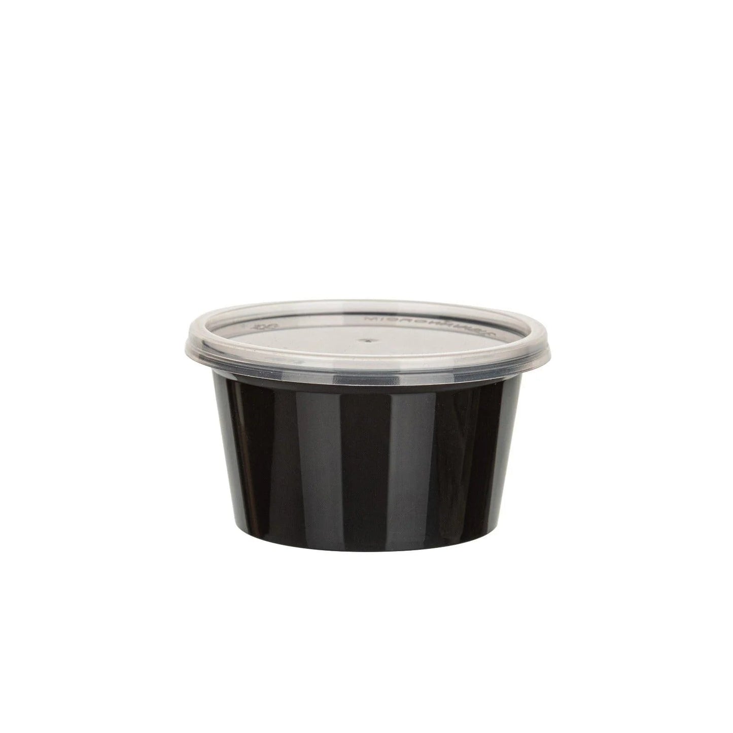 1000x PP Sauscup 100cc 4 oz Zwart Ø74mm inclusief transparante deksel