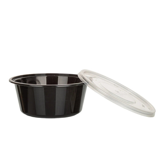 750x Zwarte Sauscup met Transparante Deksel – PP – Ø90mm