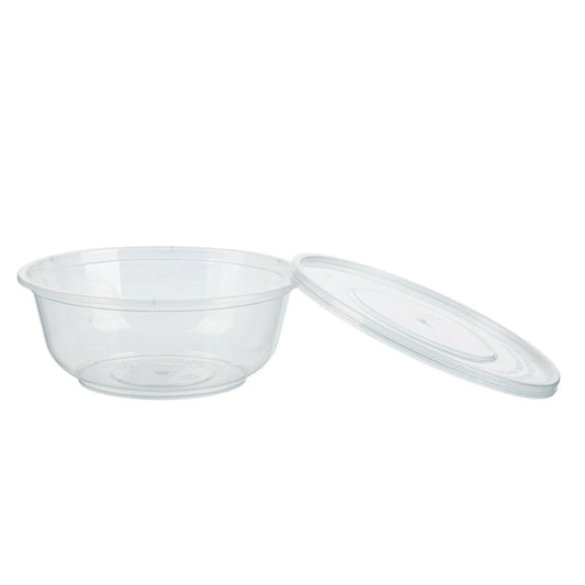 450x Asian Soep- of Pokébowl + Deksel – 360 ml (12 oz) – Transparant – Herbruikbaar PP  Ø120 mm