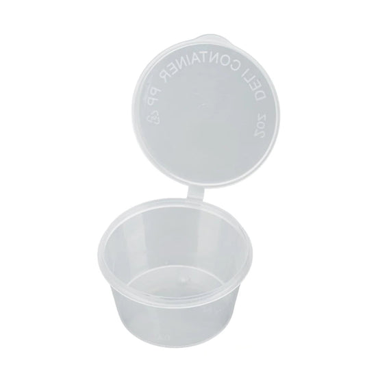 1000x PP Sauscup met vaste deksel 50/60cc - Covercup 2 oz Transparant Ø60mm