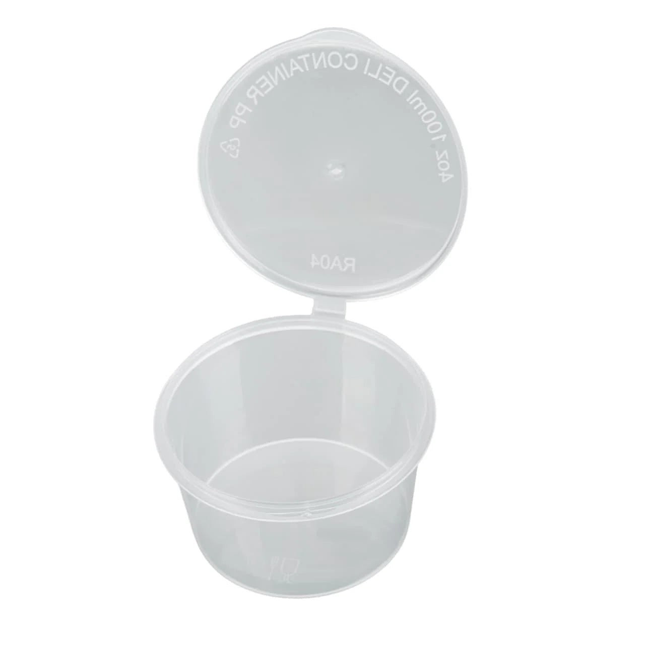 1000x PP Sauscup met vaste deksel 100cc - Covercup 4 oz Transparant Ø70mm