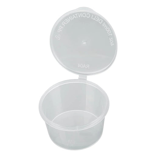 1000x PP Sauscup met vaste deksel 100cc - Covercup 4 oz Transparant Ø70mm