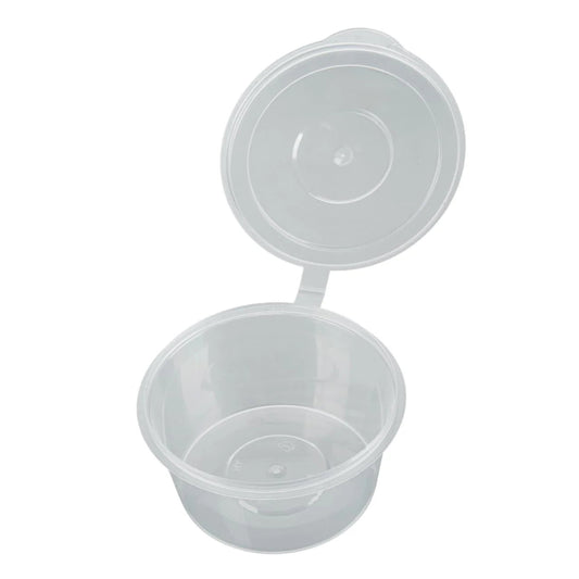 500x Sauscup met Vast Deksel PP 200 cc Transparant Covercup 8oz Ø95mm