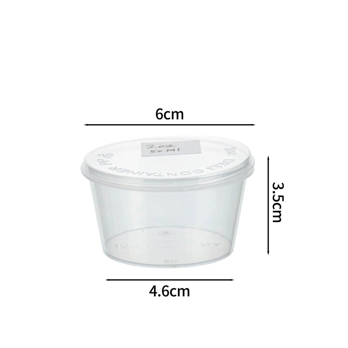 1000x PP Sauscup met vaste deksel 50/60cc - Covercup 2 oz Transparant Ø60mm