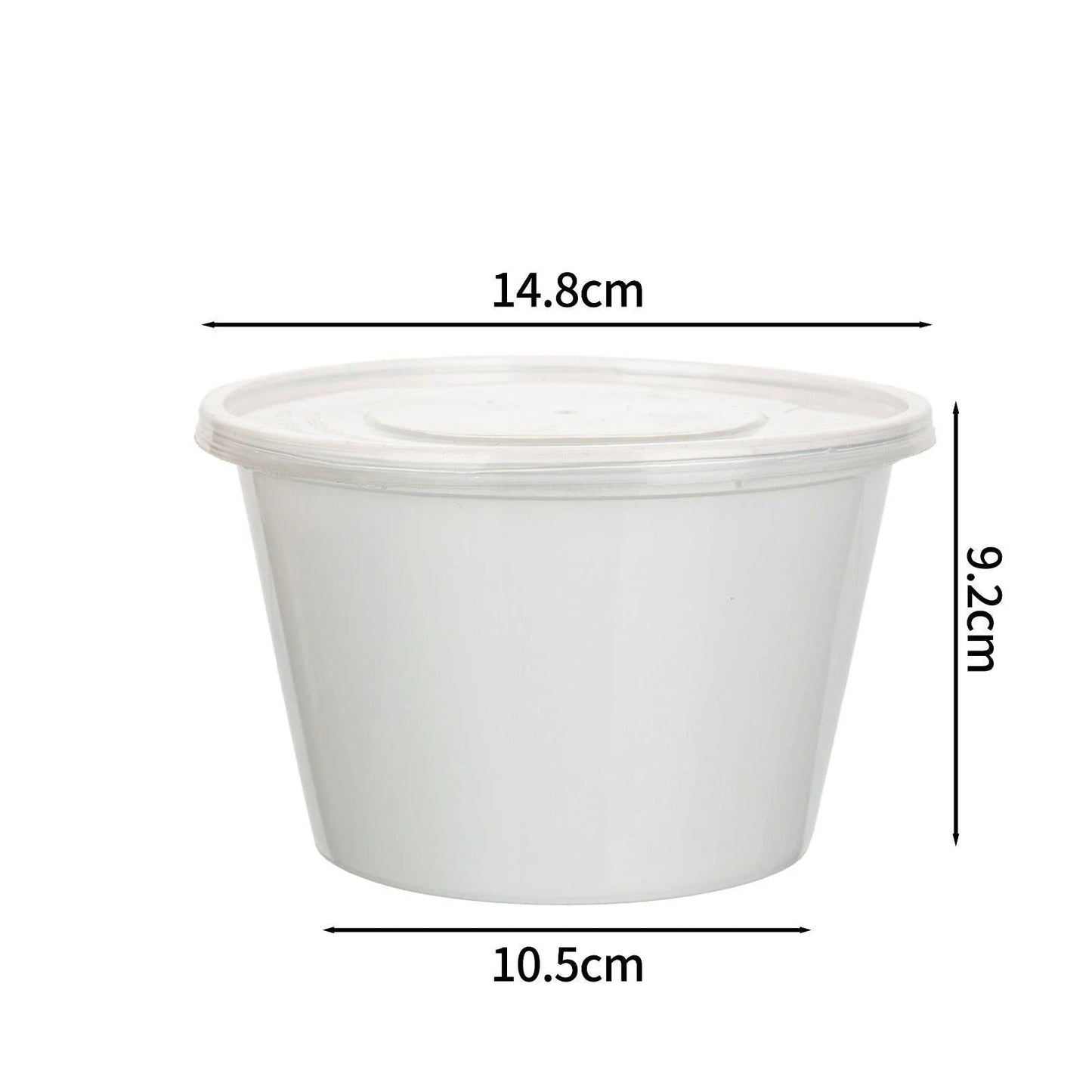 300x Asian Soep- of Pokébowl + Deksel – 1000 ml 32oz – Wit – Herbruikbaar PP  Ø148mm