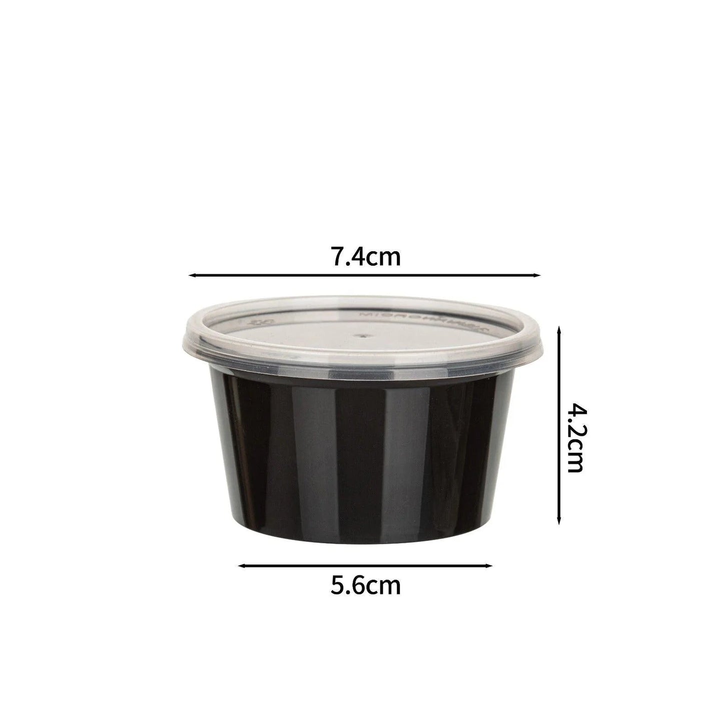 1000x PP Sauscup 100cc 4 oz Zwart Ø74mm inclusief transparante deksel