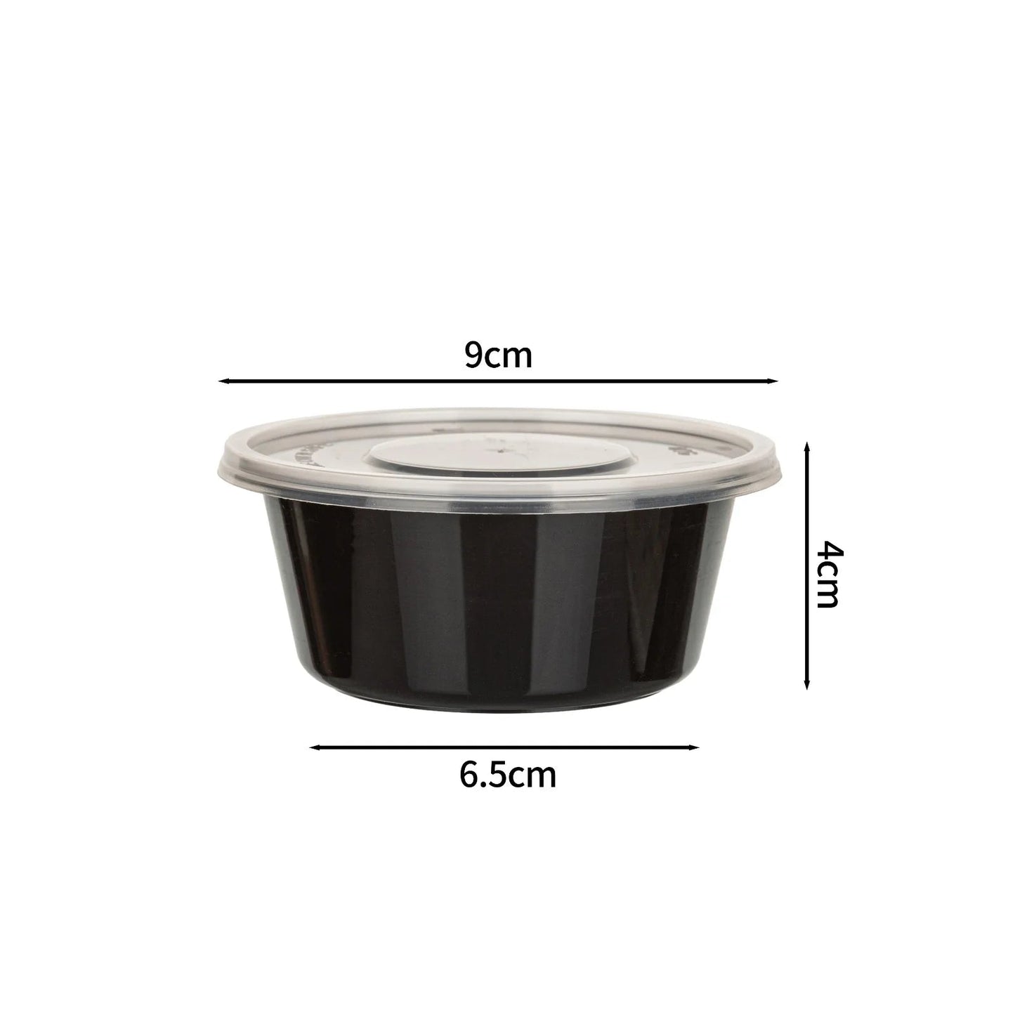 750x Zwarte Sauscup met Transparante Deksel – PP – Ø90mm