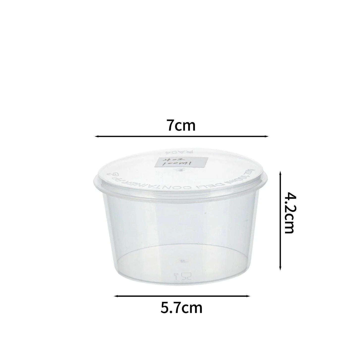 1000x PP Sauscup met vaste deksel 100cc - Covercup 4 oz Transparant Ø70mm