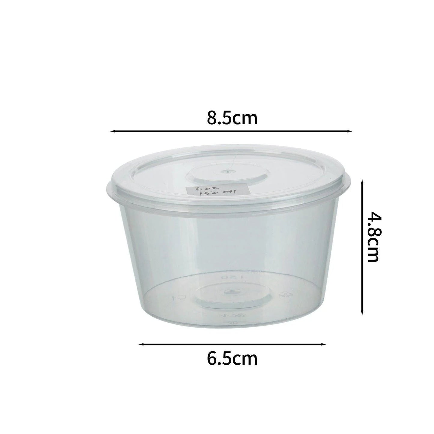 1000x PP Sauscup met vaste deksel 150cc - Covercup 6 oz Transparant Ø85mm