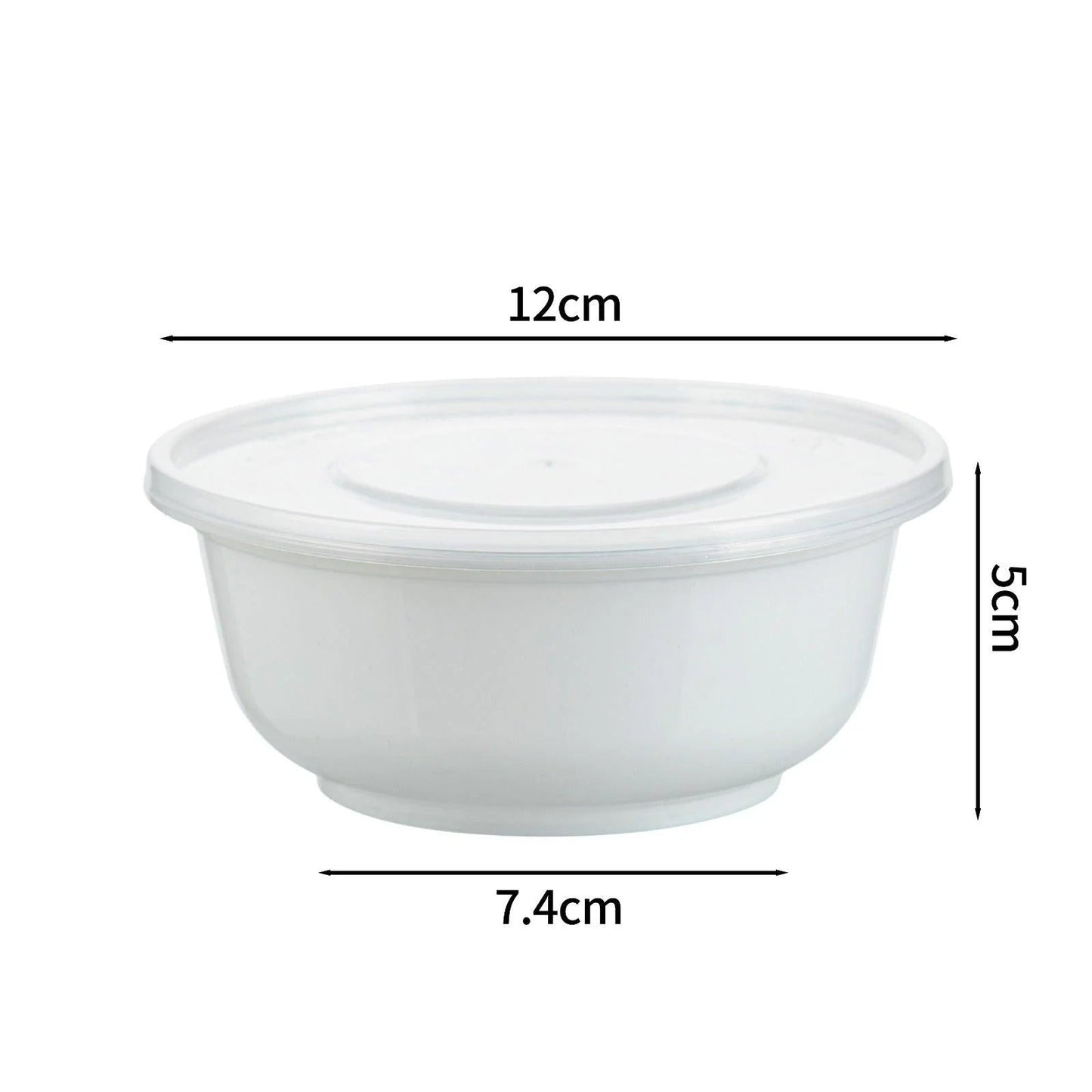 450x Asian Soep- of Pokébowl + Deksel – 360 ml (12 oz) – Wit – Herbruikbaar PP Ø120 mm
