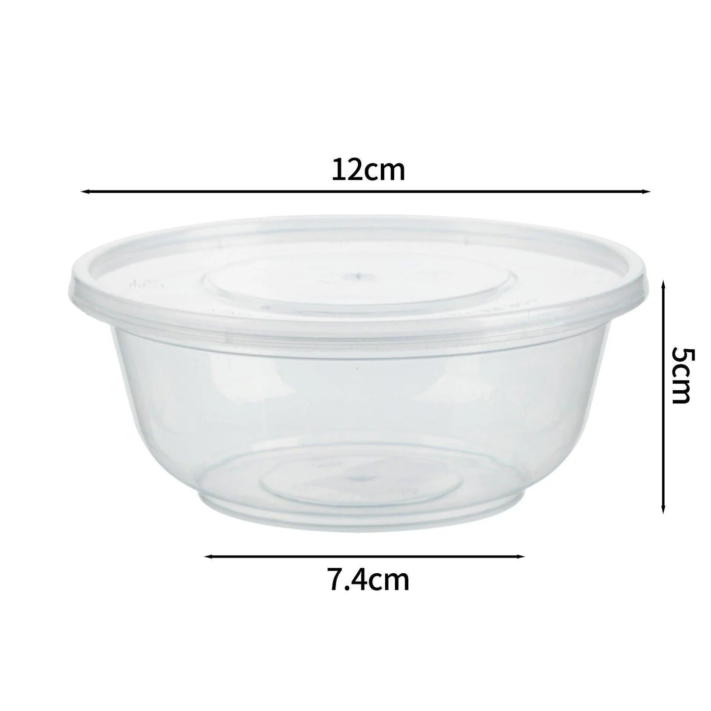 450x Asian Soep- of Pokébowl + Deksel – 360 ml (12 oz) – Transparant – Herbruikbaar PP  Ø120 mm