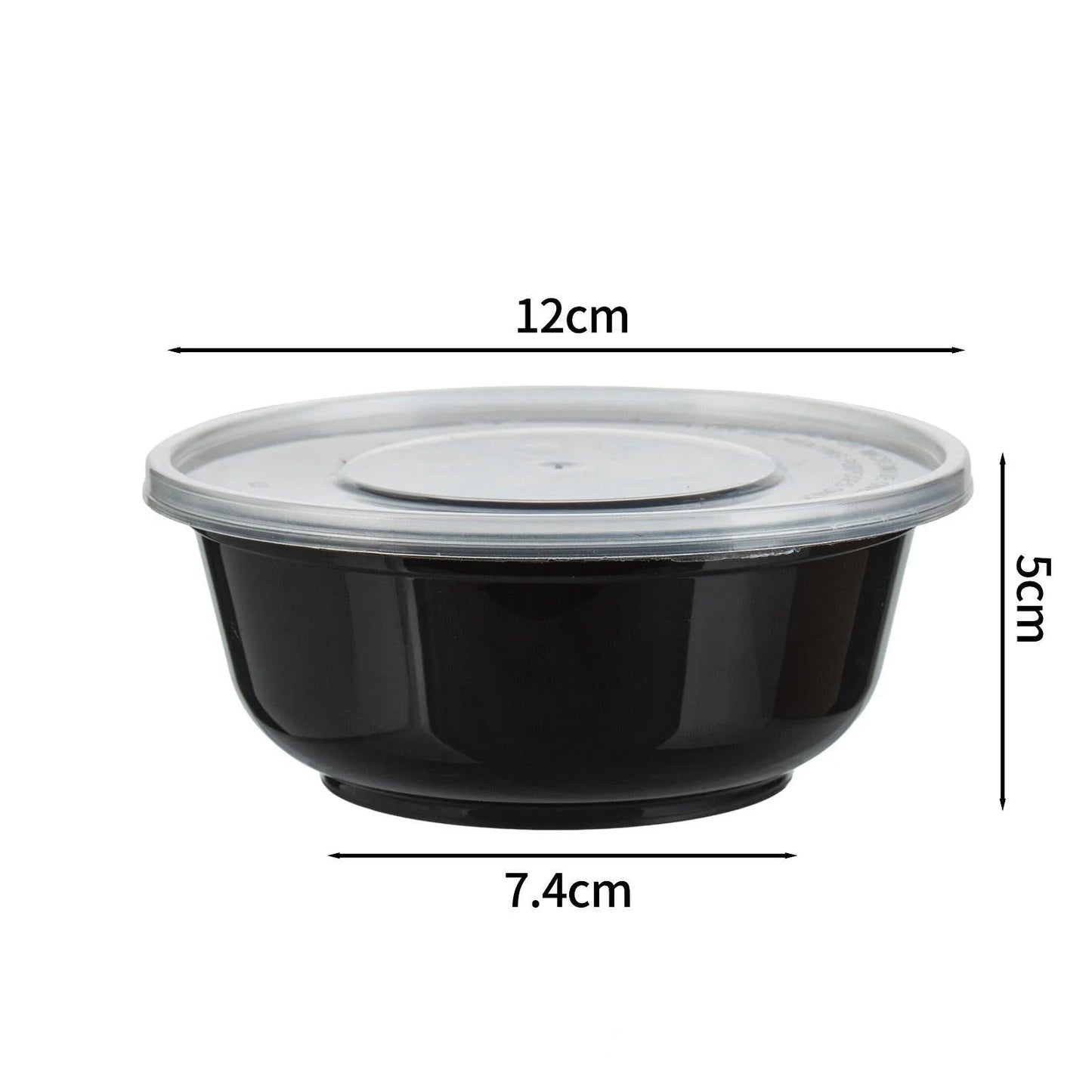450x Asian Soep- of Pokébowl + Deksel – 360 ml (12 oz) – Zwart – Herbruikbaar PP  Ø120 mm